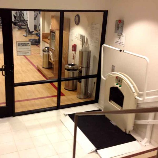 Sheraton gym wheelchair lift platform on Bedco Mobility website