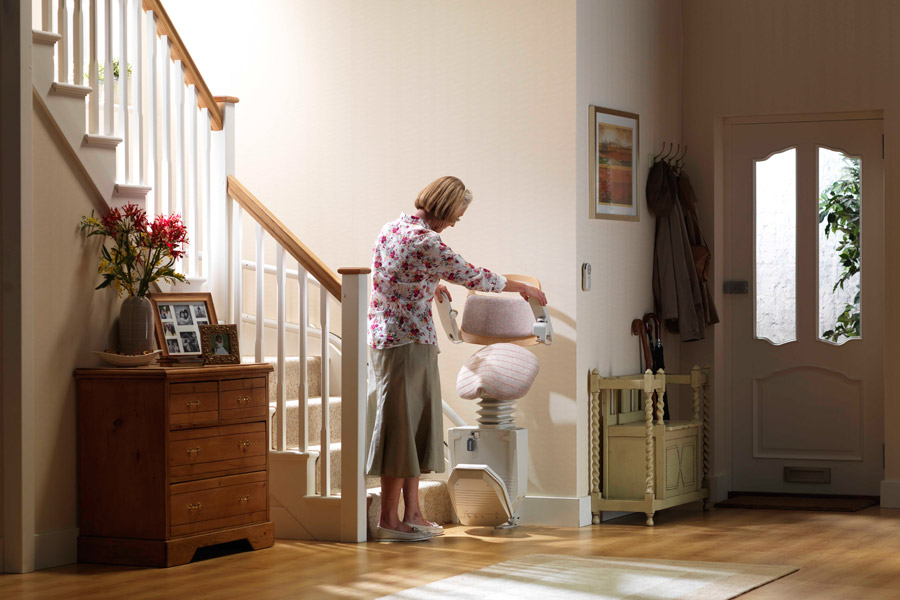 woman with residential wheelchair lift on Bedco Mobility