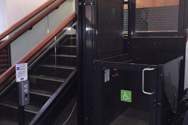 Shake Shack unenclosed wheelchair lift image on Bedco Mobility