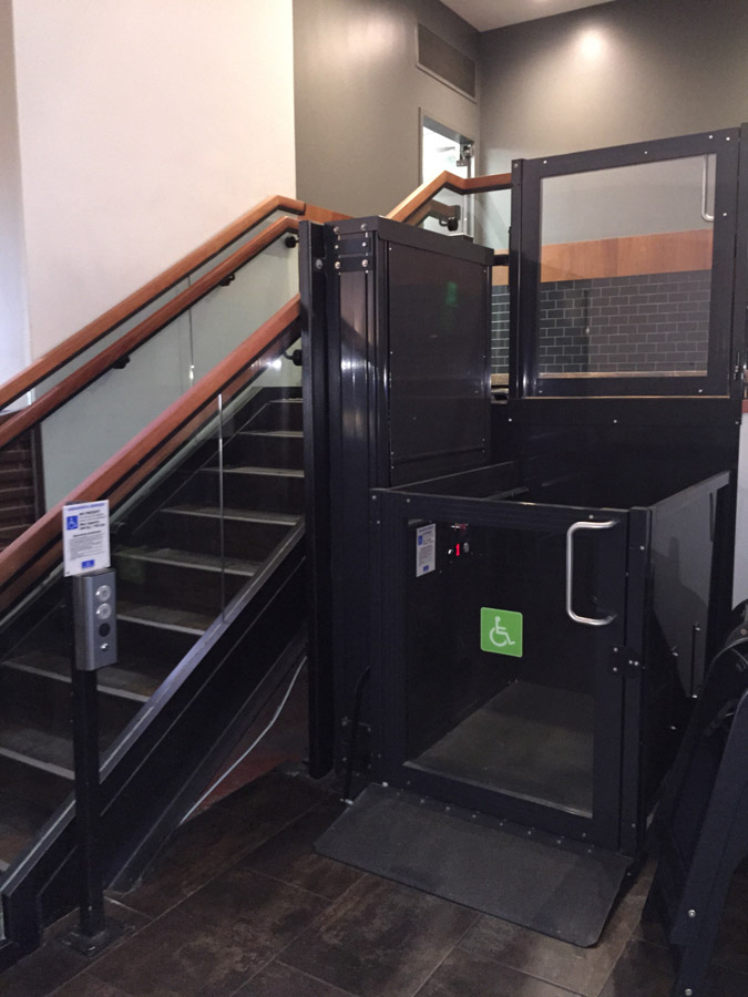 Shake Shack unenclosed wheelchair lift image on Bedco Mobility