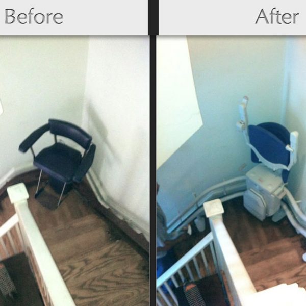 before and after stairlift image on Bedco Mobility website
