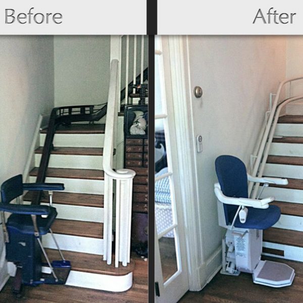 before and after stairlift image on Bedco Mobility website