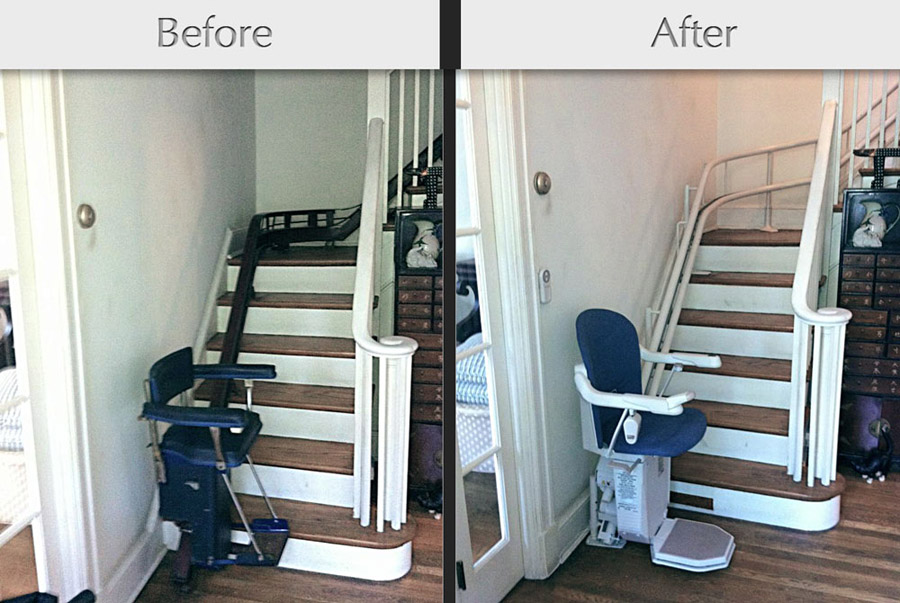 before and after stairlift image on Bedco Mobility website