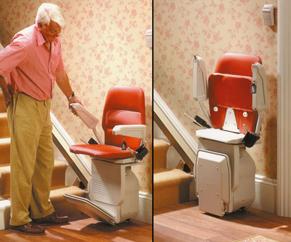 man next to residential stairlift image on Bedco Mobility website