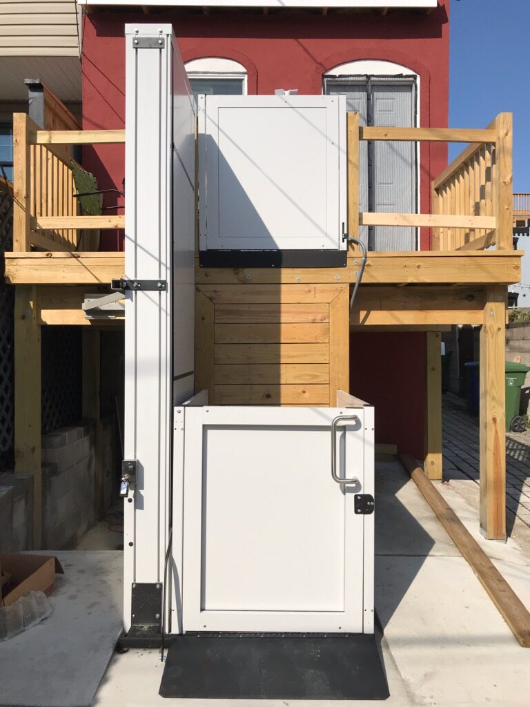 residential wheelchair lift parked down